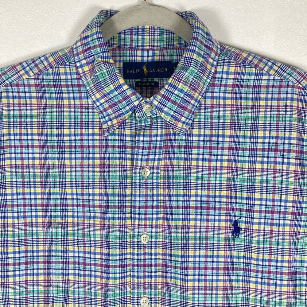 Polo Ralph Lauren Classic Fit Oxford Button Down Shirt Plaid Colorful Mens L - Picture 3 of 16